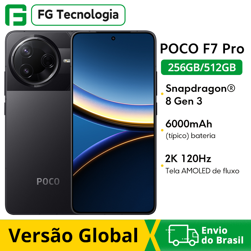 Novo smartphone POCO F7 Pro versão global 5G Snapdragon ®   8 Gen 3 6000mAh 6,67" 2K AMOLED Display 90W HyperCharge NFC