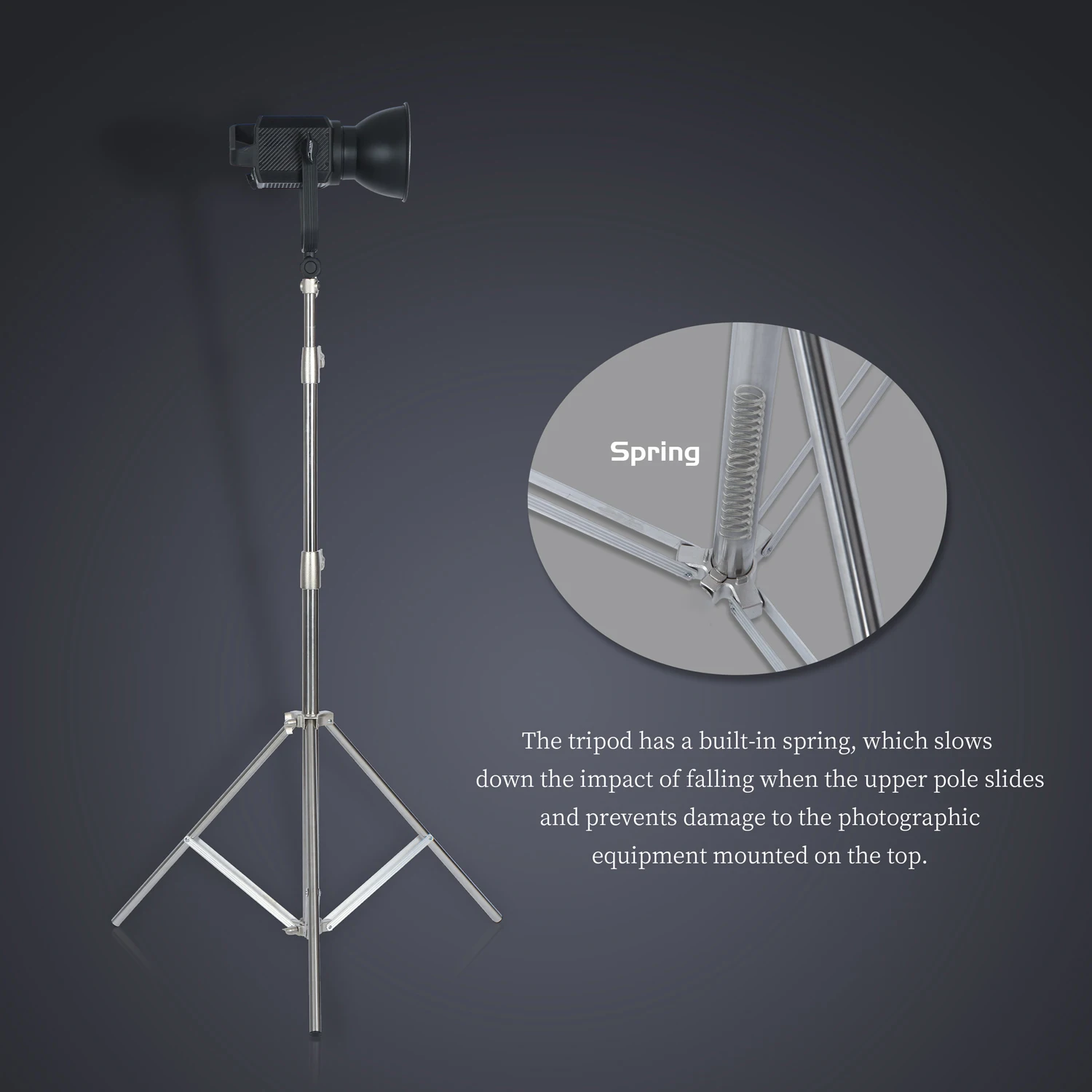 Inox 280Cm Chân Máy Kim Loại Giá Đỡ L Áp Suất Không Khí Mang 15Kg Cho Vòng Ánh Sáng Sống Youtube Và chụp Ảnh Softbox