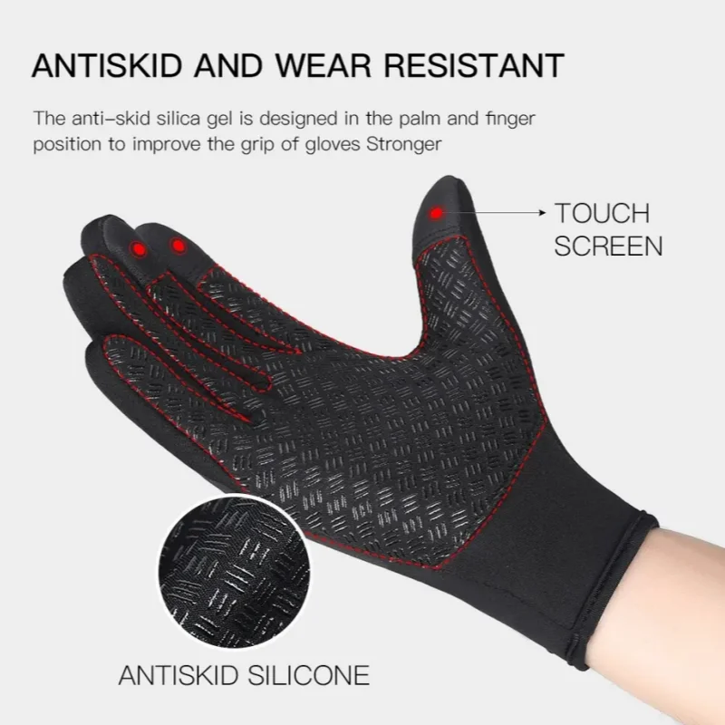 ฤดูใบไม้ร่วงฤดูหนาวถุงมือมอเตอร์ไซด์ผู้หญิงWindproof Anti-Slip Touchscreenขนแกะอุ่นสําหรับถุงมือทํางานผู้ชายกีฬาจักรยาน