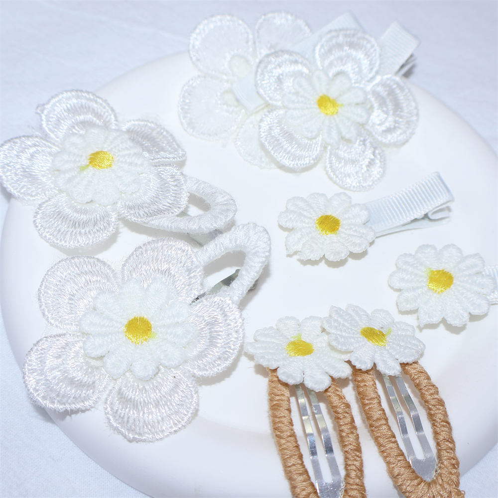 2PCS/Set Baby Hair Pin Lace Floral Hair Clips for Girls Daisy Embroidery Flower Hairpins Barrettes Korean Kids Hair Accessories