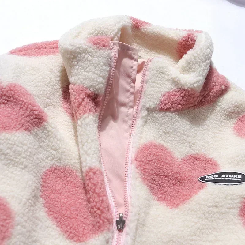 Abrigo de lana de cordero de doble cara para mujer, chaqueta acolchada informal, suelta, con cuello levantado, a la moda, novedad de invierno