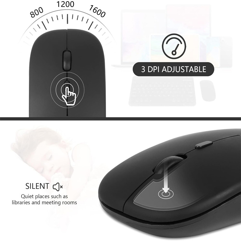 Souris sans fil Portable, compatible Bluetooth, 2.4GHz, double Modes, avec Nano récepteur, pour ordinateur Portable, Macbook