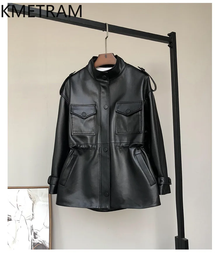 100% Sheepskin Genuine Leather Jacket Women New in Outerwears 2024 Autumn Winter Clothes Womens Jackets Retract Waist дубленка