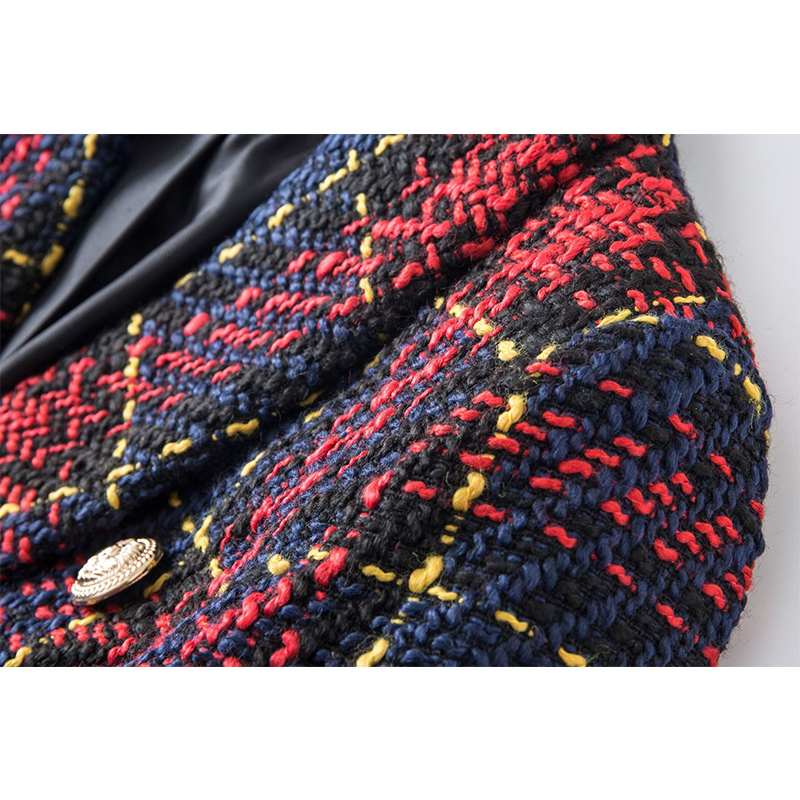 Herbst Winter Super Qualität Scotticize Vintage Stil Dicke Woolen Rot Plaid Muster Slim Fit Frauen Blazer Outerdoor Jacken