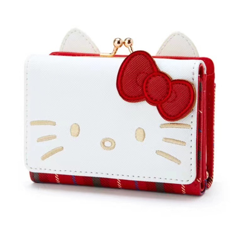 Nueva cartera bonita de dibujos animados de Sanrio Hello Kitty, nueva cartera para mujer, cartera rosa japonesa con corazón de Jade Guigou, cartera con cierre corto, tarjetero