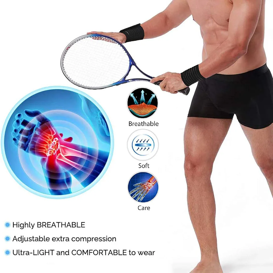 AOLIKES Tirantes ajustables para túnel carpiano, muñequeras ligeras para deportes físicos: entrenando, pulseras absorbentes del sudor