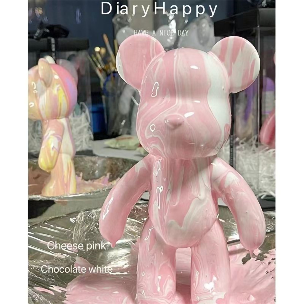 열쇠 고리 유체 곰 DIY 수제 그림 폭력적인 곰 조각 흰색 금형 인형 입상 장난감 동물 곰 홈 장식 장식품