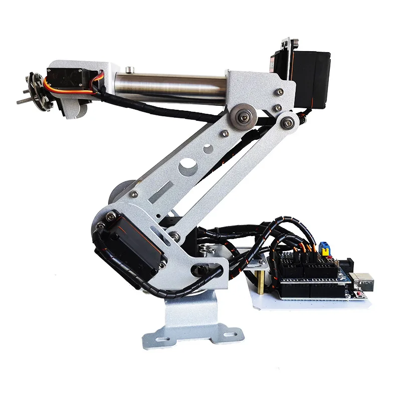 6 dof braço robótico de aço inoxidável, robô mecânico, garra de controle remoto com servo mg90 para brinquedo infantil, braço robô rc, kit diy