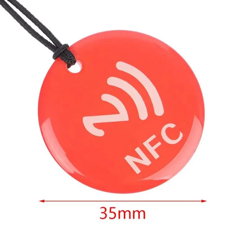 10 stücke ntag213 nfc tag lable token mit seil rfid 13,56 mhz 144 bytes iso14443a epoxy karte 35mm durchmesser für alle nfc-fähigen telefon