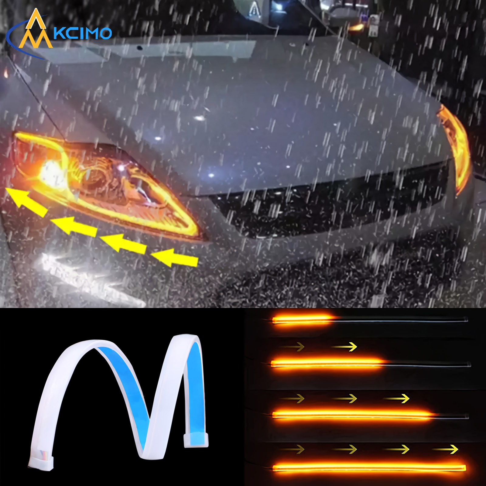12V LED Auto Dagrijverlichting Flexibele Waterdichte Strip DIY Auto Koplampen Witte Richtingaanwijzer Remstroom Lichten Auto Styling
