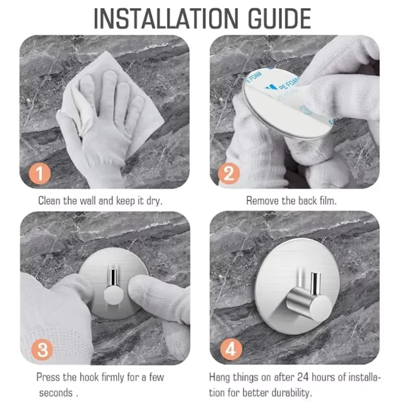 4/1pcs สีดํา Self-Adhesive Wall Hooks สําหรับแขวนแขวนเสื้อผ้าประตูห้องน้ํา Robe Hook Coat Rack ผ้าเช็ดตัวผู้ถืออุปกรณ์เสริม