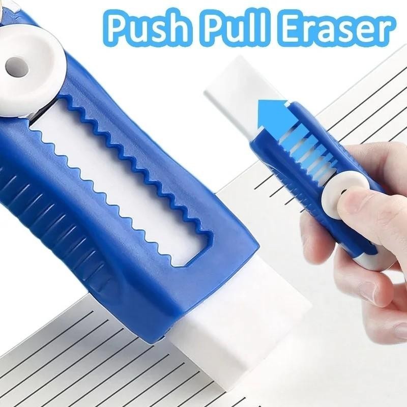 【1 Eraser+2 Refills】 Creative Push-pull Design Eraser Set Student School Office Stationery Supplies
