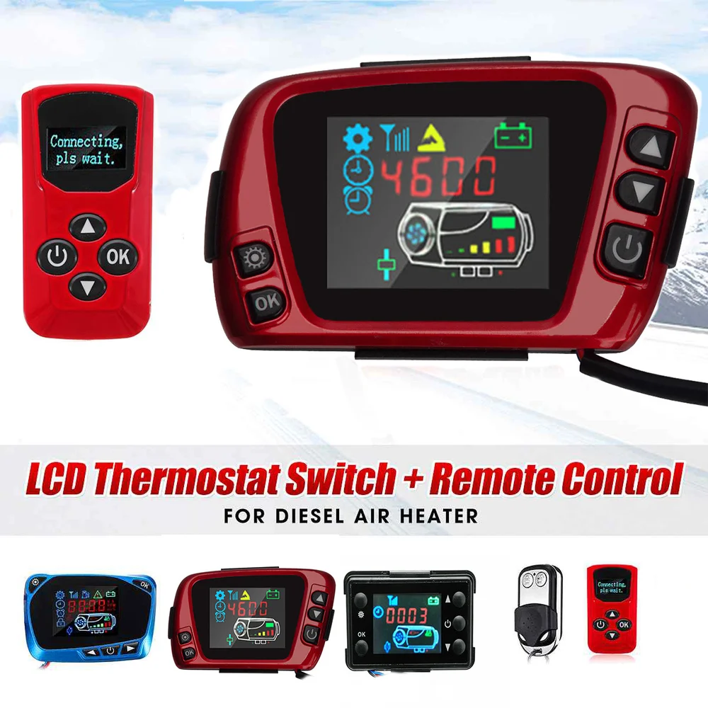 12V/24V LCD Hiển Thị Bình Giữ Nhiệt Màn Hình Công Tắc + Điều Khiển Từ Xa Phụ Kiện Cho 5kw/8kw Sưởi Xe Hơi bãi Đỗ Xe Diesel Nóng