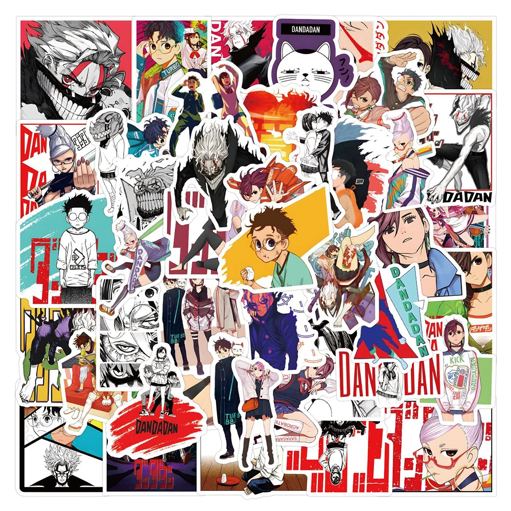55 Uds Dandadan pegatinas de Anime Momo Ayase Okarun pegatina portátil monopatín motocicleta teléfono Turbo abuela calcomanías de dibujos animados Juguetes