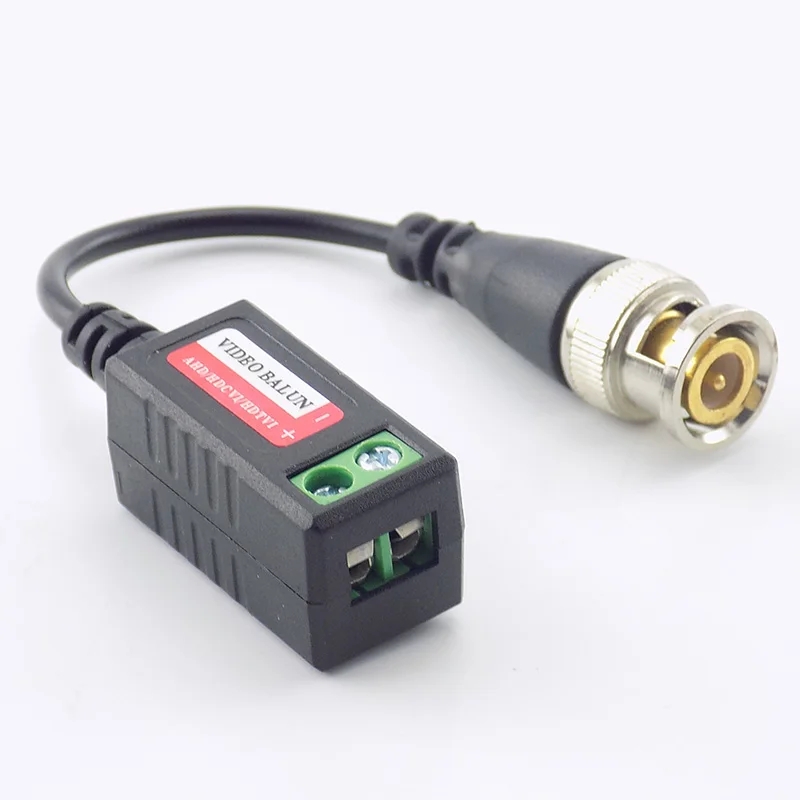 1 par de conector balun de vídeo bnc transceptor passivo 3000ft distância utp balun macho bnc cat5 cabo para acessórios de câmera cctv d5