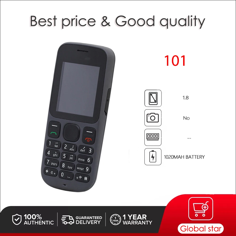 Original desbloqueado 101 (1010) 2 Sim GSM900/1800 altavoz teléfono móvil ruso árabe hebreo teclado inglés hecho en Finlandia