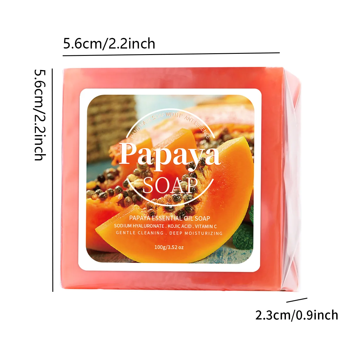 100g B + extrait de papaye savon nourrissant fait à la main nettoyage en profondeur blanchissant avec savon au lait de chèvre de noix de coco
