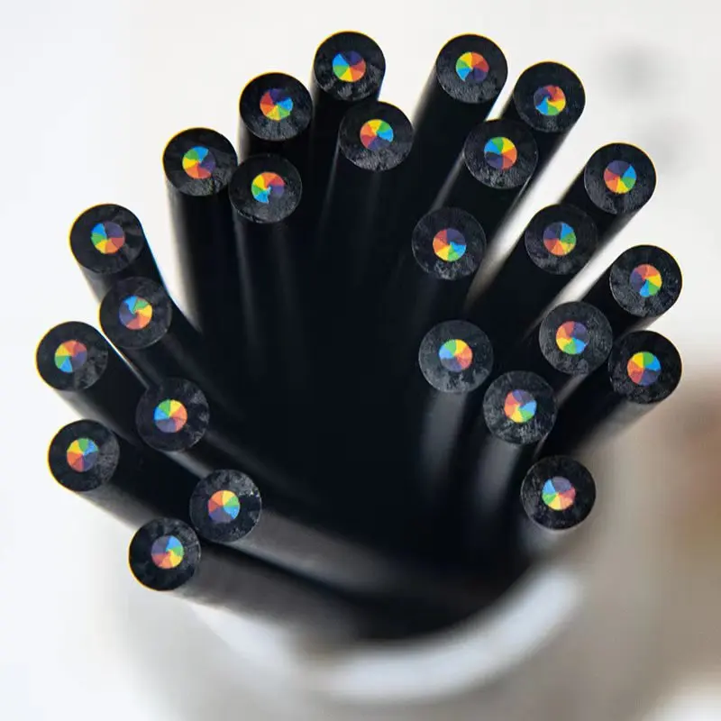 12 ชิ้น/เซ็ต Kawaii Rainbow ดินสอ 7 สี Concentric Gradient Crayons เด็กของขวัญดินสอสีศิลปะวาดภาพวาดเครื่องเขียน