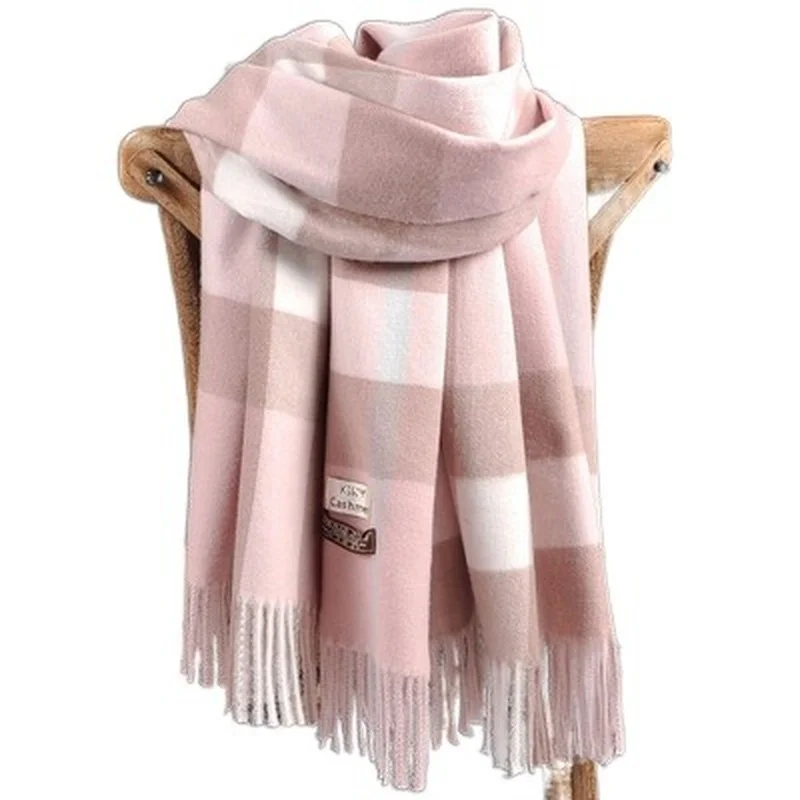 Pamwallymensa-bufanda de marca de lujo para mujer, chales a cuadros, cálidos, de estilo británico, gruesos, para invierno, 2024