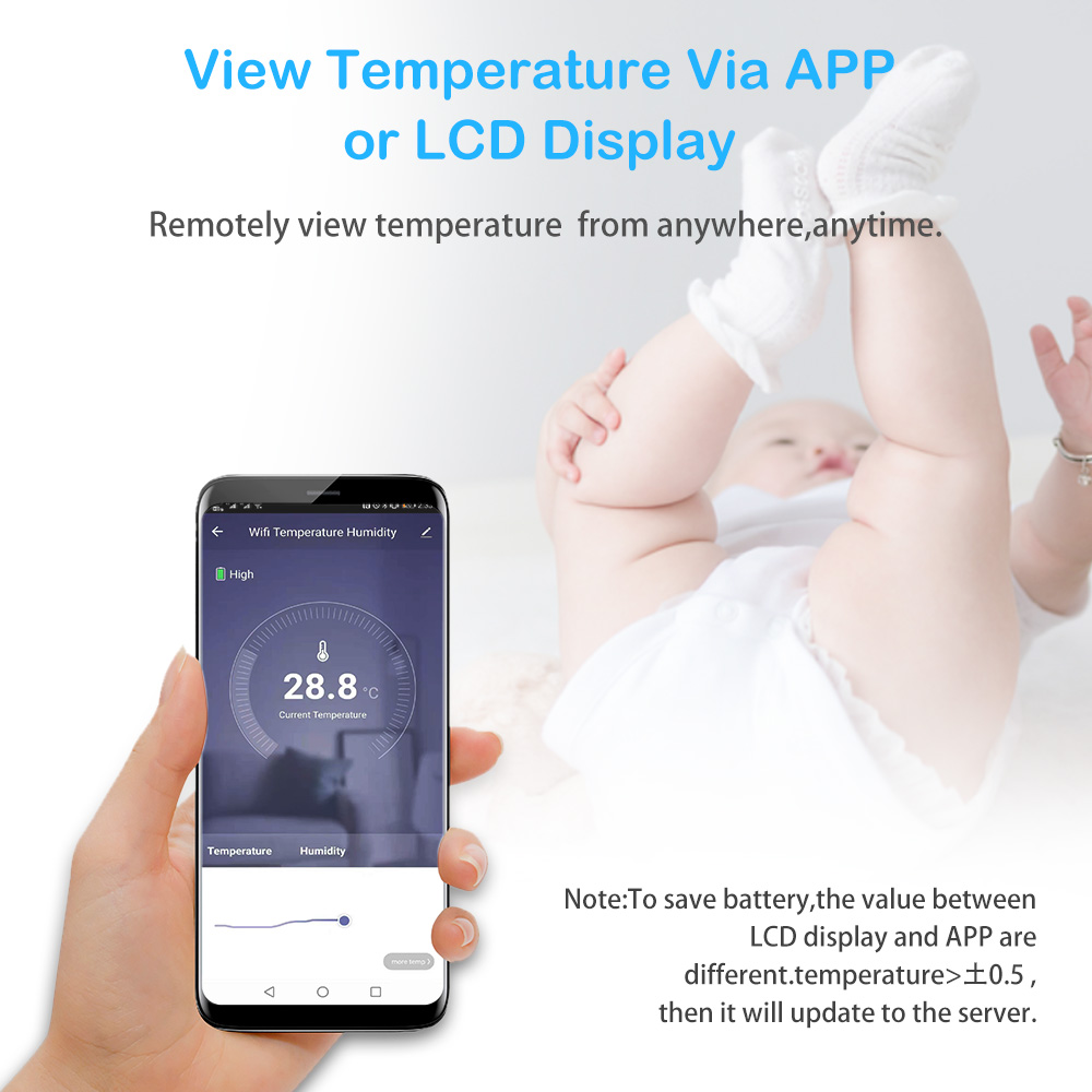Termômetro WIFI inteligente Tuya com carga USB de temperatura externa ou bateria recarregável