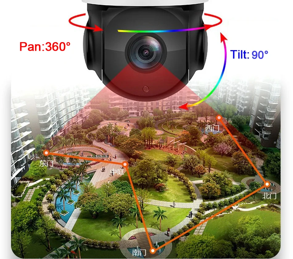 Laser Infrarot Max.512G Auto Tracking 8 MP 4K 54X optischer Zoom 360 °   Audio Outdoor ONVIF POE PTZ IP-Überwachungs-Speed-Doom-Kamera