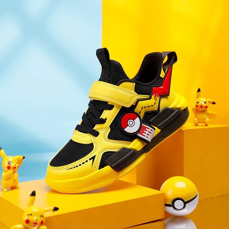 Детская спортивная обувь Pokemon Pikachu, сезон весна-осень, модные кроссовки для мальчиков в стиле аниме, дышащая нескользящая обувь для бега для студентов