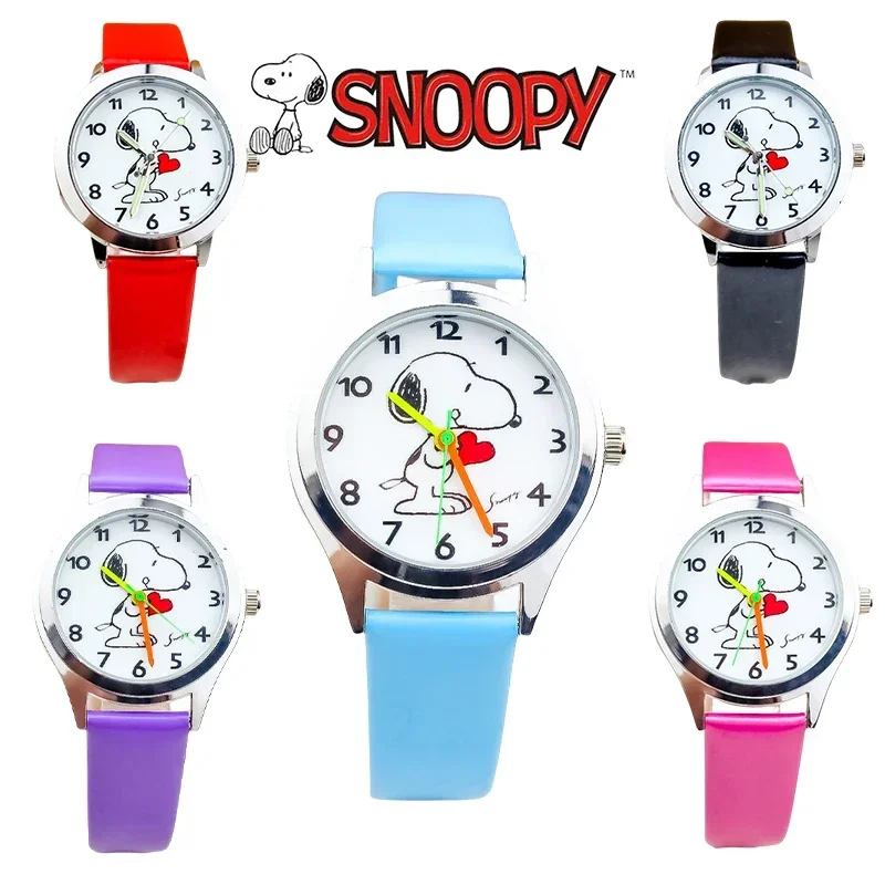 MINISO น่ารัก Snoopy เด็กควอตซ์นาฬิกา Kawaii อะนิเมะเด็กนาฬิกาข้อมือแฟชั่น Noctilucent สีสันเข็มนาฬิกาของขวัญชาย
