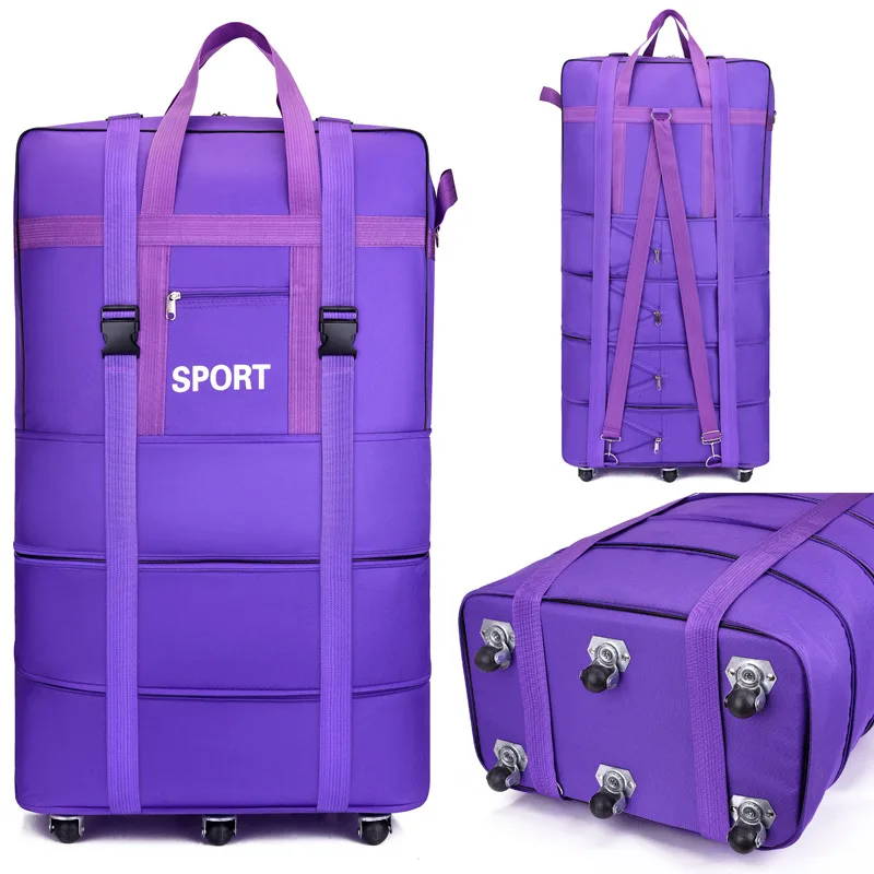 Phổ Biến Công Suất Lớn Bền Hành Lý Xe Đẩy Túi Chống Expendable Bánh Travelling Túi Hành Lý