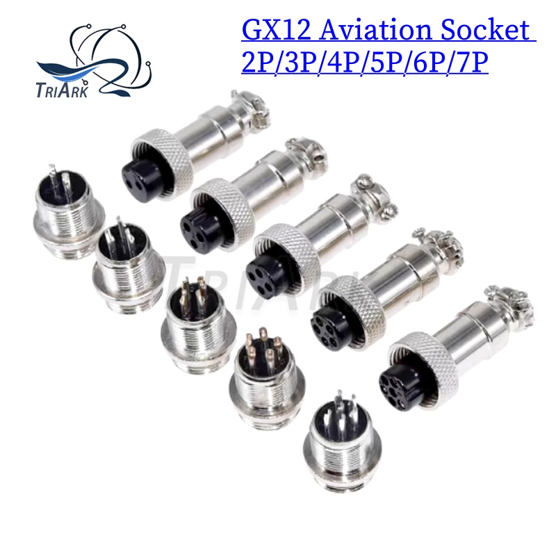 GX12 Aviation Circular Connector GX12-2Pin 3pin 4pin 5pin 6pin 7pin Male Female 12MM M12 Fixed Rear Nut Plug Socket