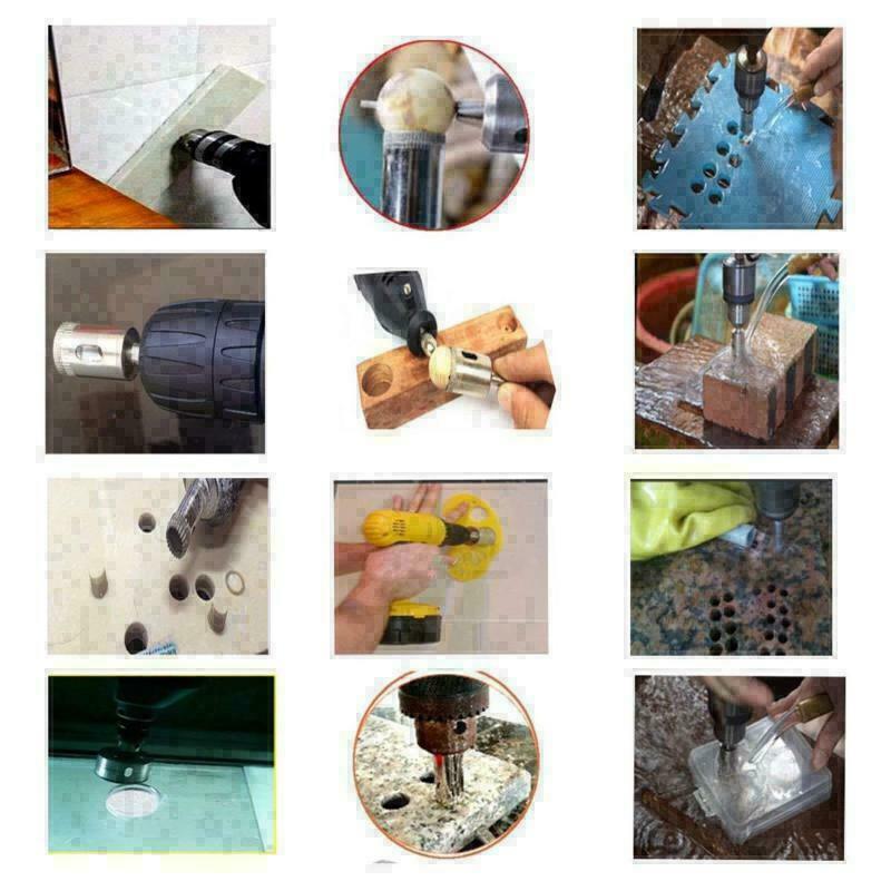 10/15 Set Ngói Mũi Bộ Tráng Kim Cương Gạch Đá Cẩm Thạch Kính Gốm Cưa Lỗ Khoan Bit Điện dụng Cụ Phụ Kiện
