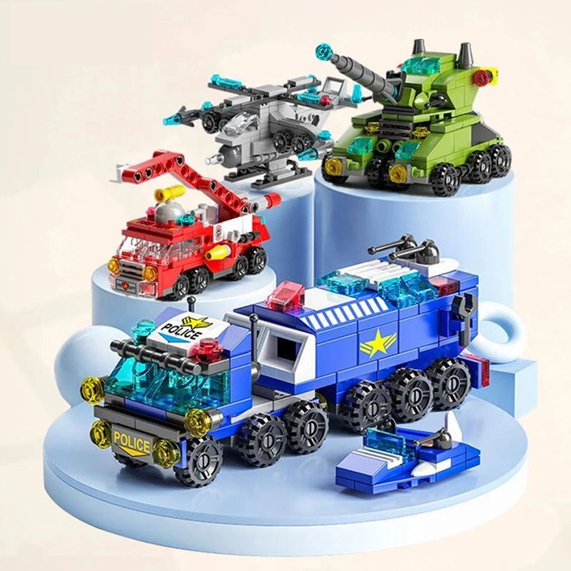 Puzzle dla dzieci klocki montażowe wózki strażackie samochody policyjne ambulances samoloty czołgi chłopcy modele prezentów urodzinowych ozdoby