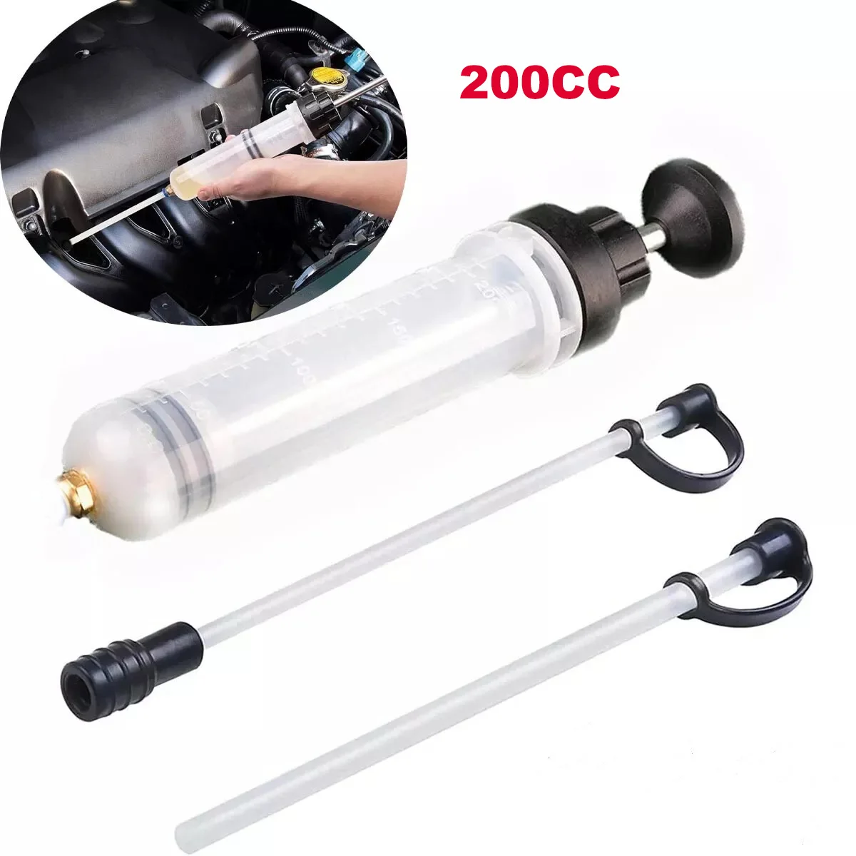 Seringa de enchimento extrator de fluido de óleo de carro 200cc seringa de mudança de óleo automática com mangueira manual combustível fluido mudança de óleo bomba evacuadora