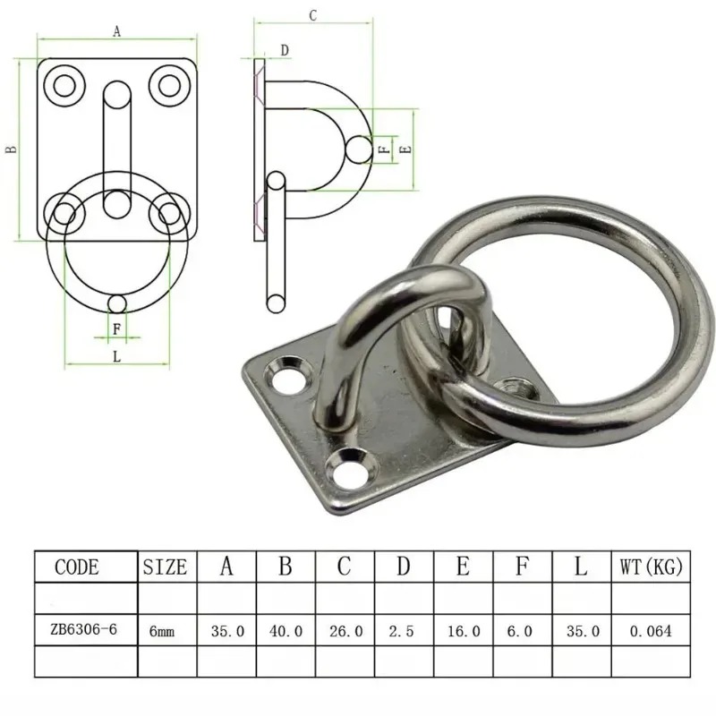 Edelstahl Universal mit Ring Marine Eye Plate Stabil Bester Rostschutz Bootskabinenzubehör