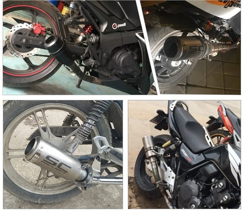 51/60 mm Universal-Motorradauspuff Inox-Schalldämpfer Kohlefaserauspuff mit DB Killer für Z900 R3 R25 MT07 MT09 R1 Z400 Z650