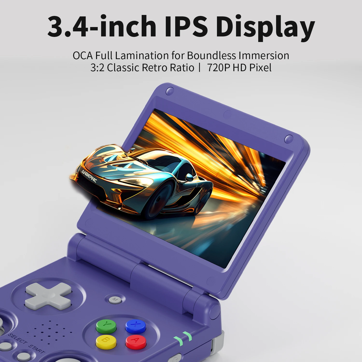 Anbernic RG34XXSP 3,4 pulgadas IPS Linux consola de juegos de 64 bits H700 quad-core LPDDR4 2GB reproductor de juegos Retro HD-conectar a TV RG 34XXSP