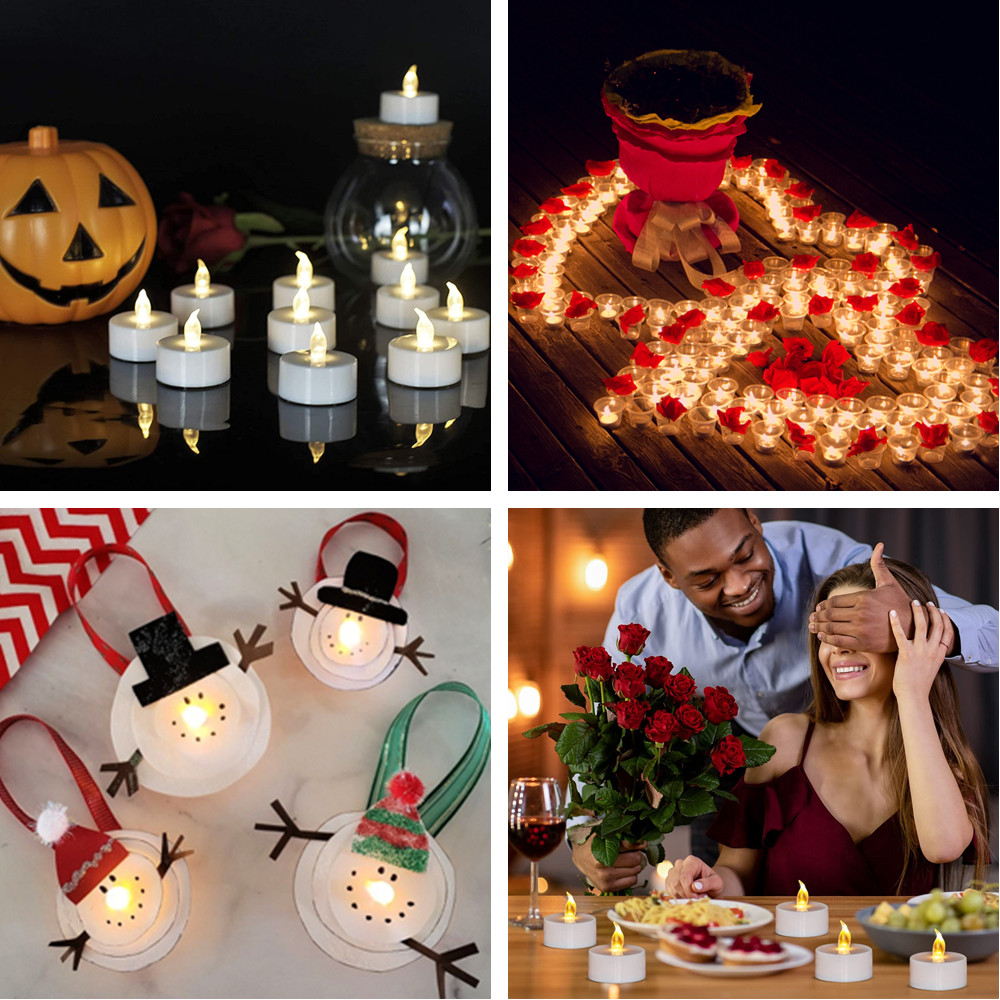 12/24pc Flameless LED Candle with/without Remote control Lighting Flickering Flame Tea Light for Halloween Christmas Home Decor