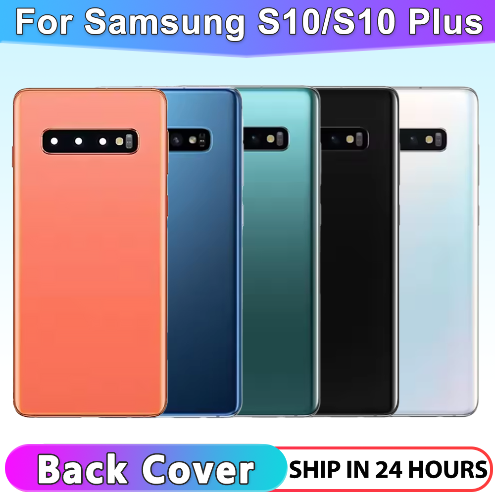 Neue Für Samsung Galaxy S10 Plus Batterie Zurück Abdeckung Glas Panel Hintere Tür Gehäuse Fall Kamera Objektiv Ersetzen