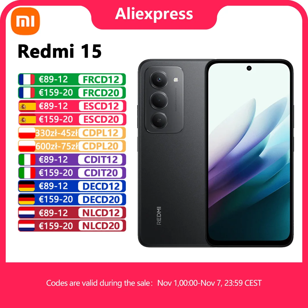 【Marke+】Redmi 15 Global Version Smartphone 6,9" 50MP 7000mAh Akku 33W Schnellladung IP64 Snapdragon ®   685 Mobile Plattform