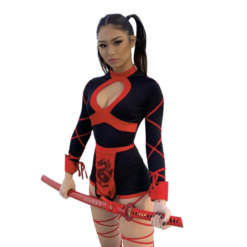 Ninja Cosplay Anime Halloween Kostüm für Frauen Erwachsenen Cosplay Drachen Ninja Krieger Kostüm