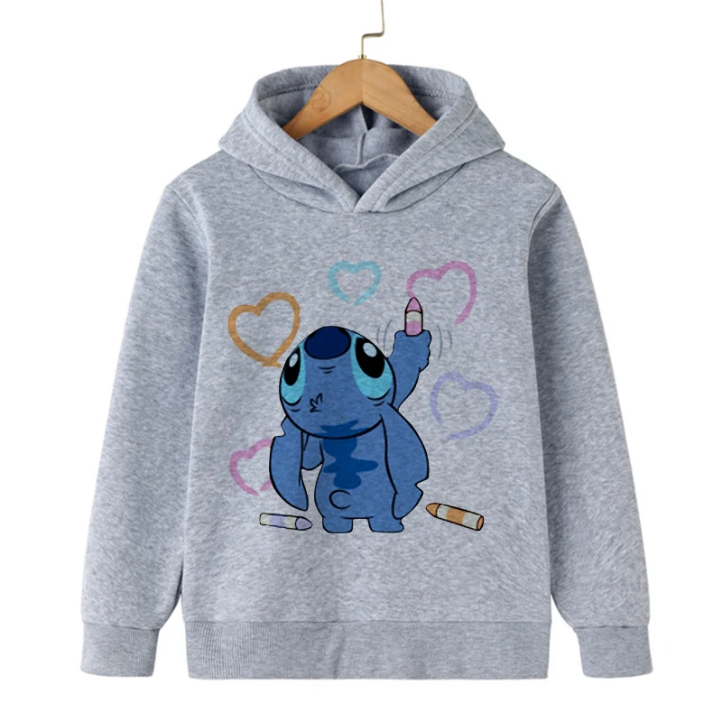 Roupas novas na disney stitch moletom com capuz crianças dos desenhos animados criança menina menino lilo e ponto moletom com capuz bebê casual topo