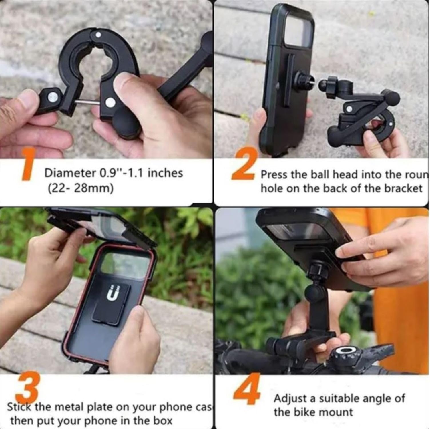 Nuevo Soporte retráctil ajustable para teléfono de bicicleta 360 °   Pantalla táctil giratoria impermeable antigolpes para montaje en teléfono para bicicleta/motocicleta