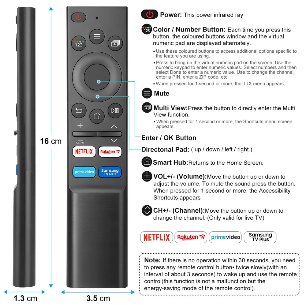 Remote Control for Samsung TV Replacement Universal Remote Compatible Frame Serif Crystal UHD Neo QLED OLED 4K 8K Smart TVs