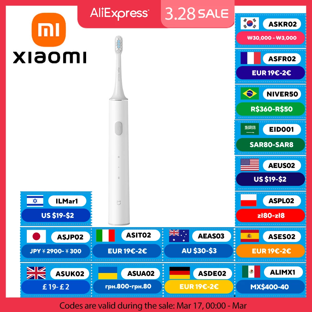 XIAOMI MIJIA T300 cepillos de dientes eléctricos sónicos, una carga durante 25 días, cepillo de dientes recargable impermeable IPX7 para blanquear los dientes, 2 modos