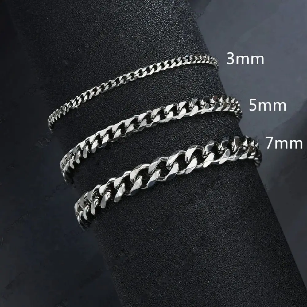 ใหม่อินเทรนด์ Cuban CHAIN สร้อยข้อมือผู้ชายคลาสสิกสแตนเลส 3 5 ความกว้าง 7 มม.สร้อยข้อมือสําหรับผู้ชายผู้หญิงเครื่องประดับของขวัญ PARTY
