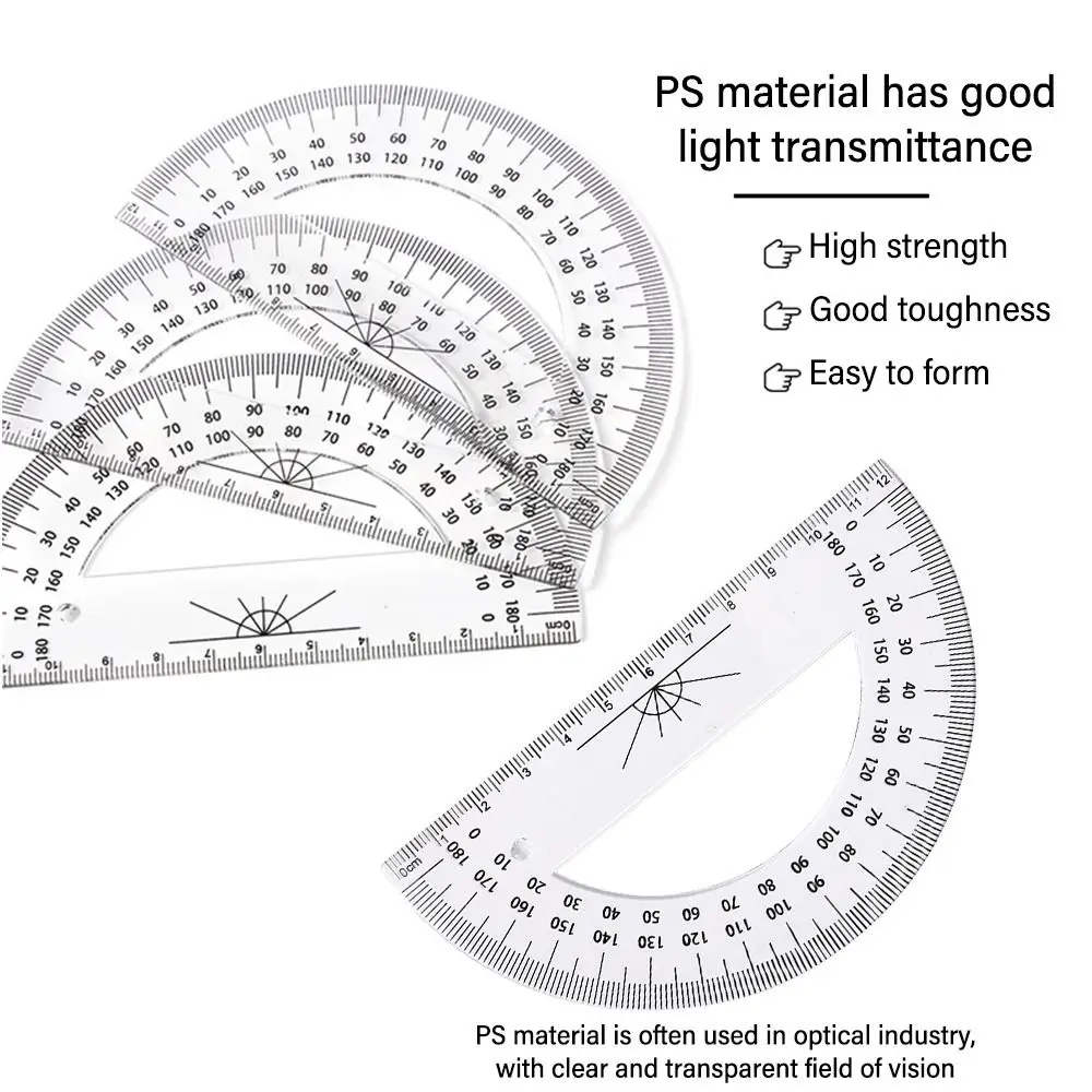 Plastic Set Square Professional With Handle Drafting Tools Scale Ruler Geometry Transparent Angle Protractor School Office