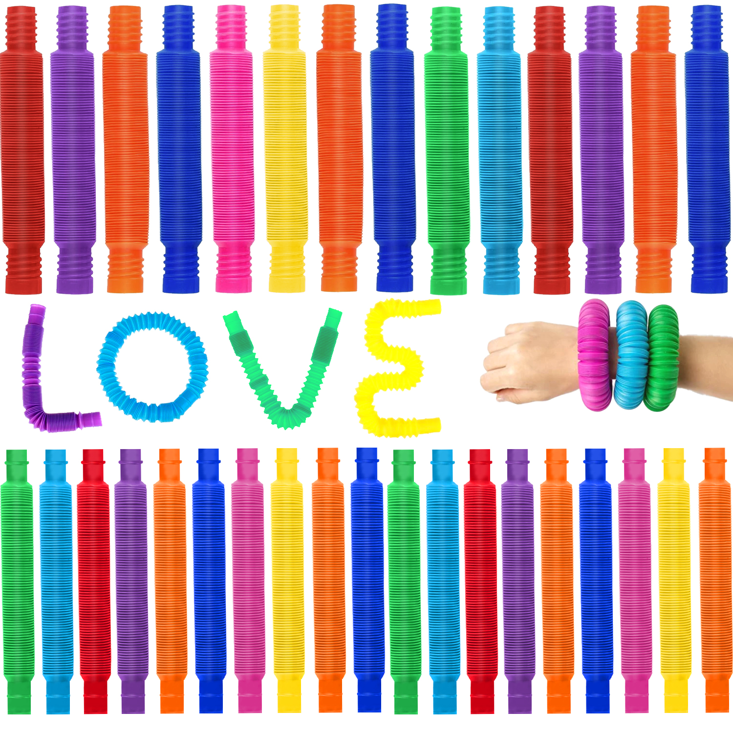 10/20/30PCS สีสัน Pop Tube Rainbow Fidget ของเล่น Telescopic Tube ความเครียดบรรเทาของเล่นพลาสติกยืดท่อ Decompression ของเล่นของขวัญ
