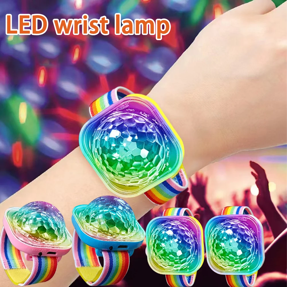 Portátil wearable pulso lâmpada ambiente luz de palco discoteca recarregável led colorido lâmpada controle som para discoteca ktv festa em casa barra