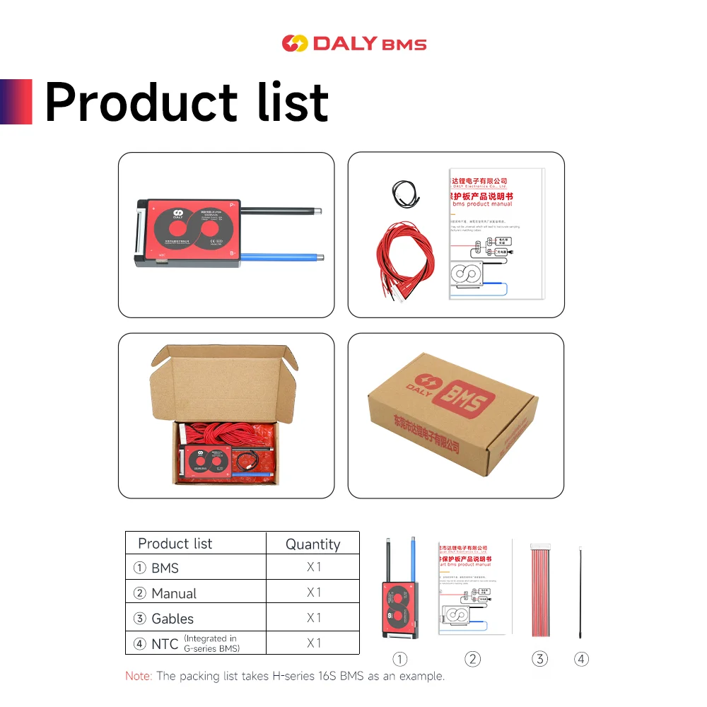 DALYBMS Li-ion 7S 24V 10S 36V 13S 48V 20A 40A 60A Batería con equilibrio Protección de corte de baja temperatura y alta Daly BMS