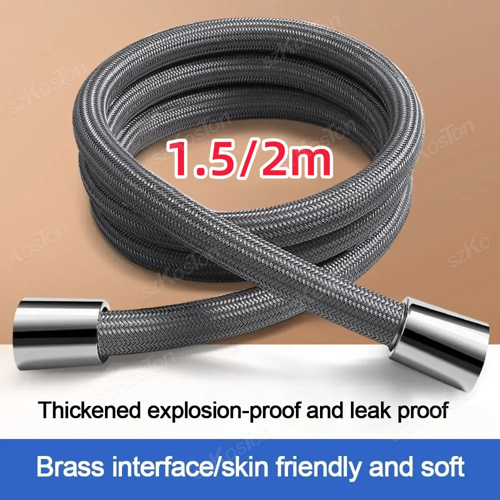 Salle de bain en Nylon haute pression Flexible lisse 1.5/2.0 mètres tuyau de douche Flexible poche Anti-enroulement GI/2 Tube de tuyau universel