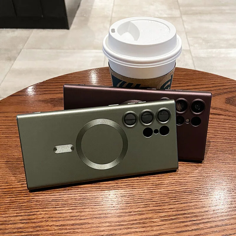 Original Matte Magnetic Magsafe Phone Case For Samsung Galaxy S24 S23 S22 S21 S25 Ultra Plus fe Shockproof Wireless Charge Cover
